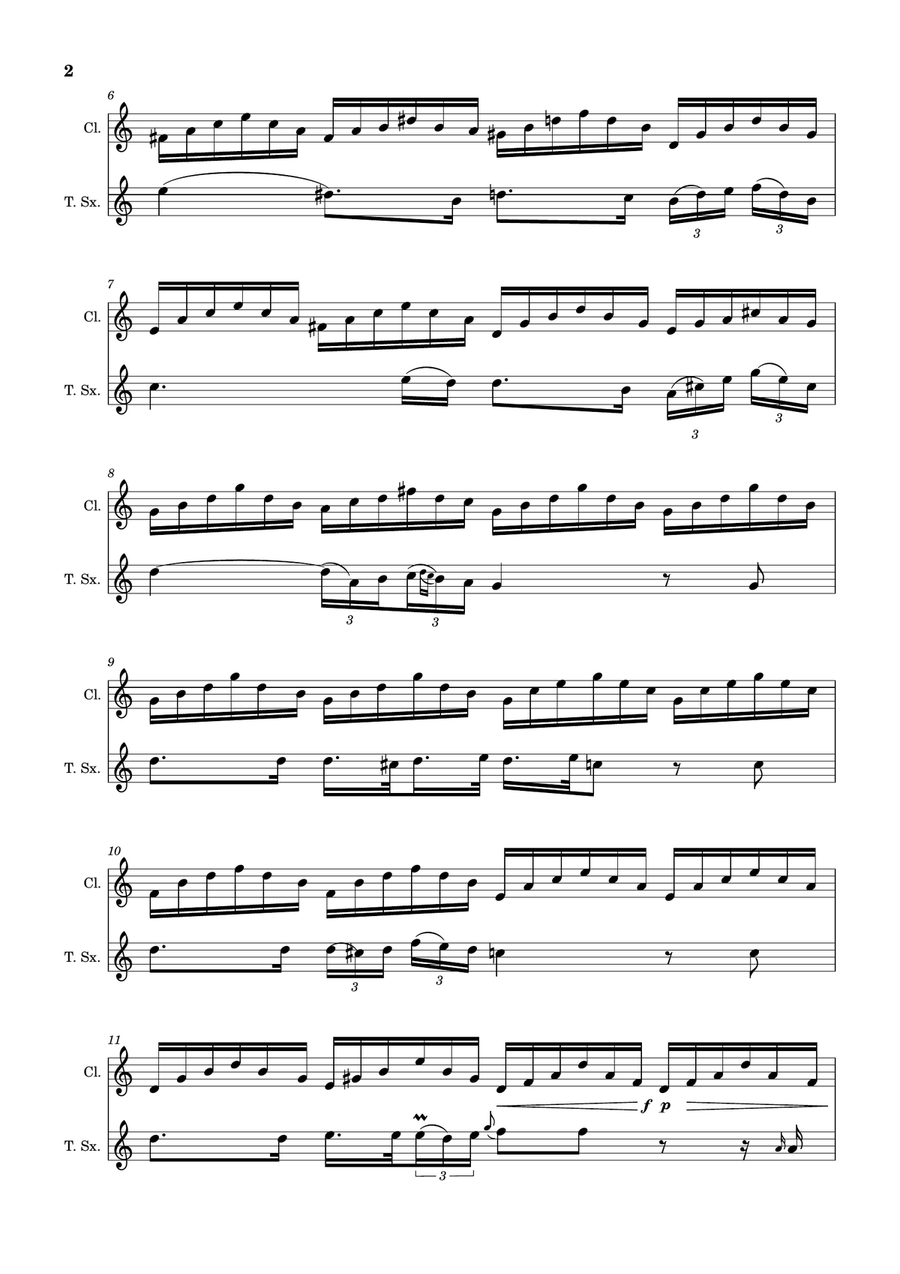 Ave Maria by F. Schubert – Arranged for Clarinet and T. Sax Woodwind Duet scores gallery preview page 2