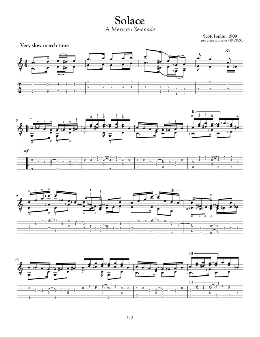 Solace: A Mexican Serenade Classical Guitar scores gallery preview page 3