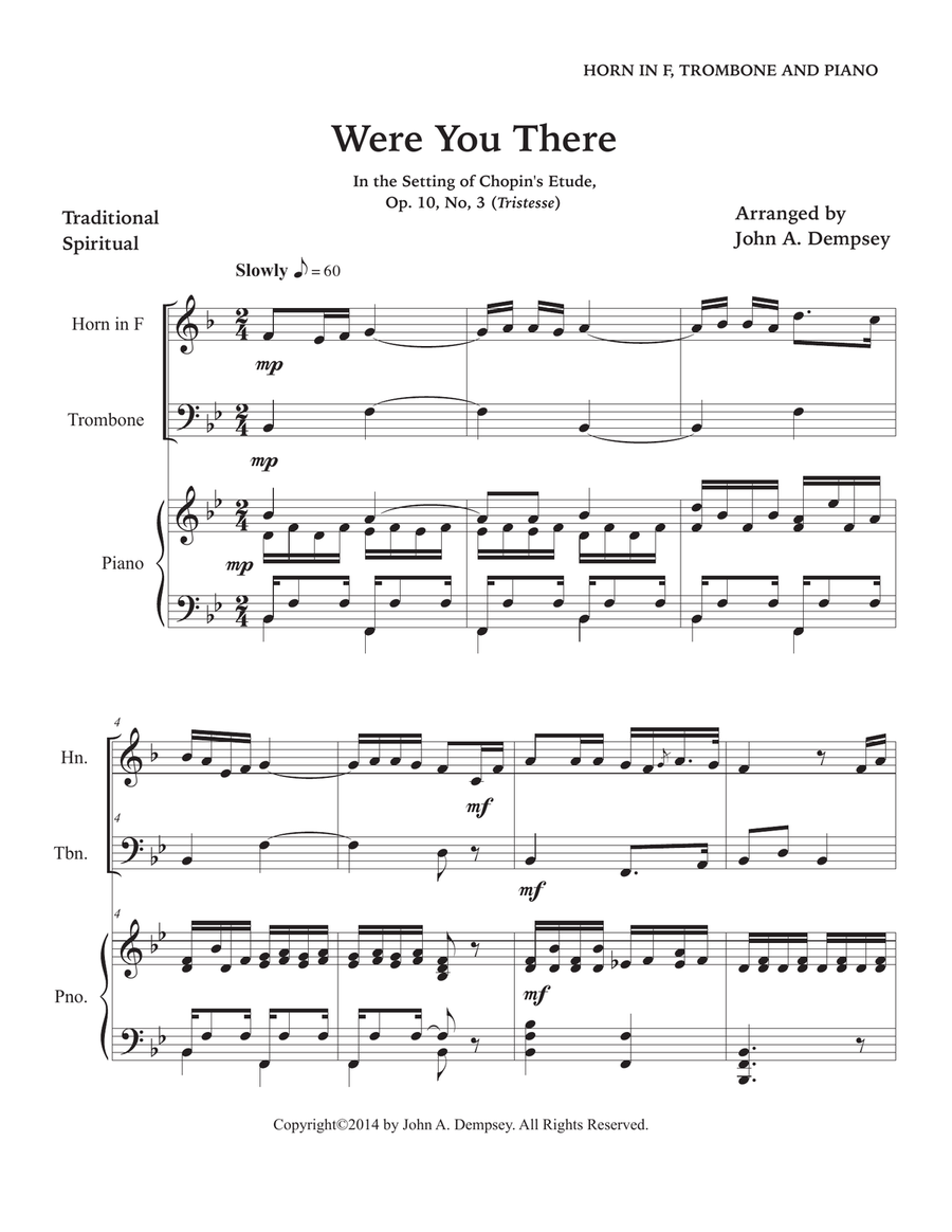 Were You There (Trio for Horn in F, Trombone and Piano) Brass Trio scores gallery preview page 5