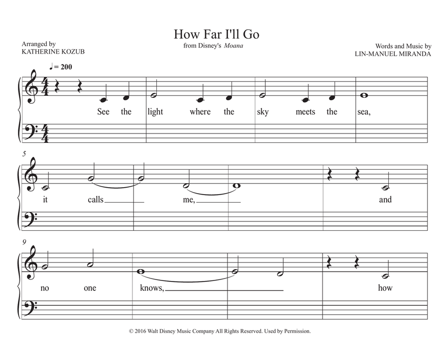 How Far I'll Go How Far I'll Go Piano Method scores gallery preview page 1