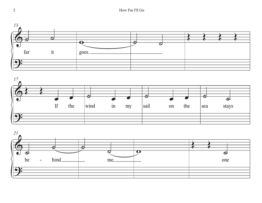 How Far I'll Go How Far I'll Go Piano Method scores gallery preview page 2