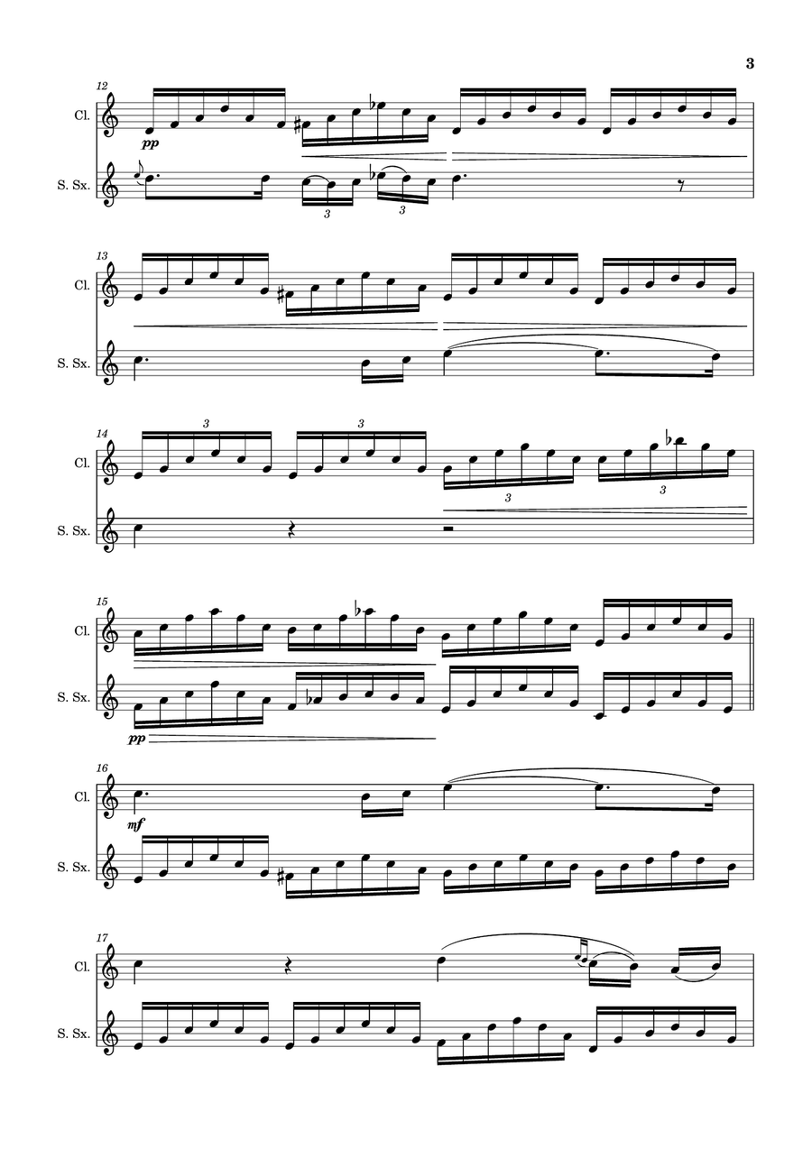 Ave Maria by F. Schubert – Arranged for Clarinet and S. Sax Woodwind Duet scores gallery preview page 3