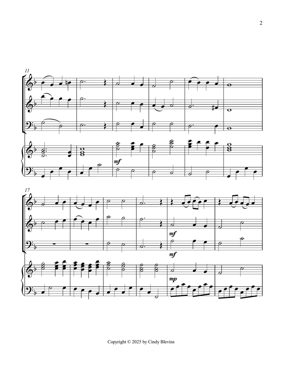 Abide With Me, for Two Violins, Cello and Piano Piano Quartet scores gallery preview page 3