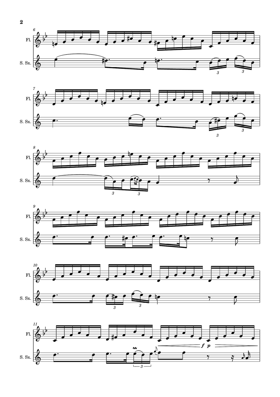 Ave Maria by F. Schubert – Arranged for Flute and S. Sax Woodwind Duet scores gallery preview page 2