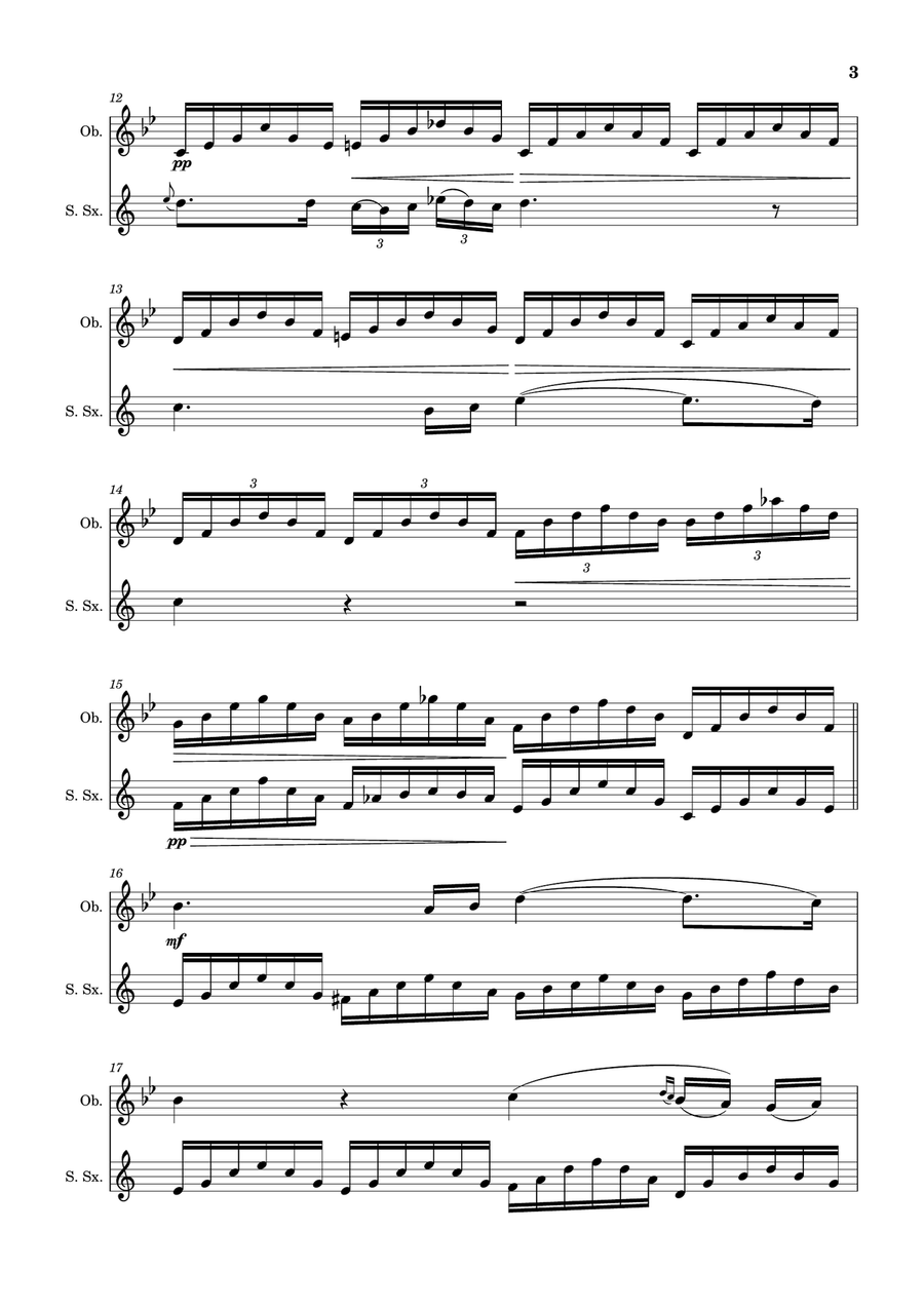 Ave Maria by F. Schubert – Arranged for Oboe and S. Sax Woodwind Duet scores gallery preview page 3