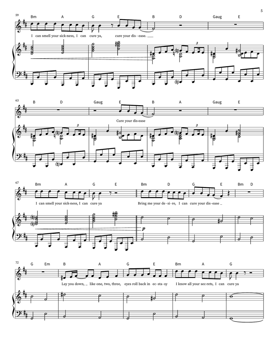 Disease Disease Piano, Vocal, Guitar scores gallery preview page 5