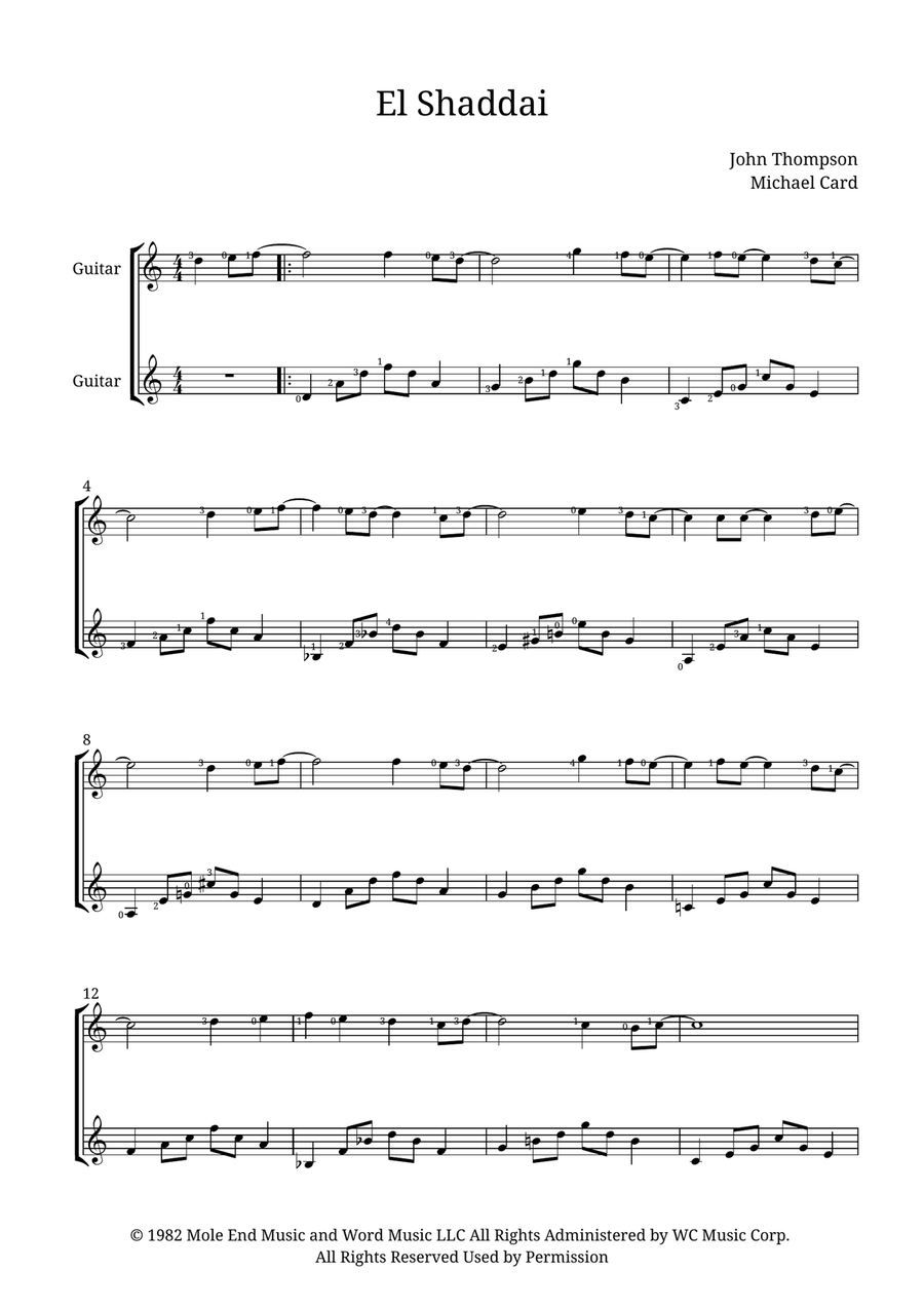 El Shaddai El Shaddai Acoustic Guitar scores gallery preview page 1