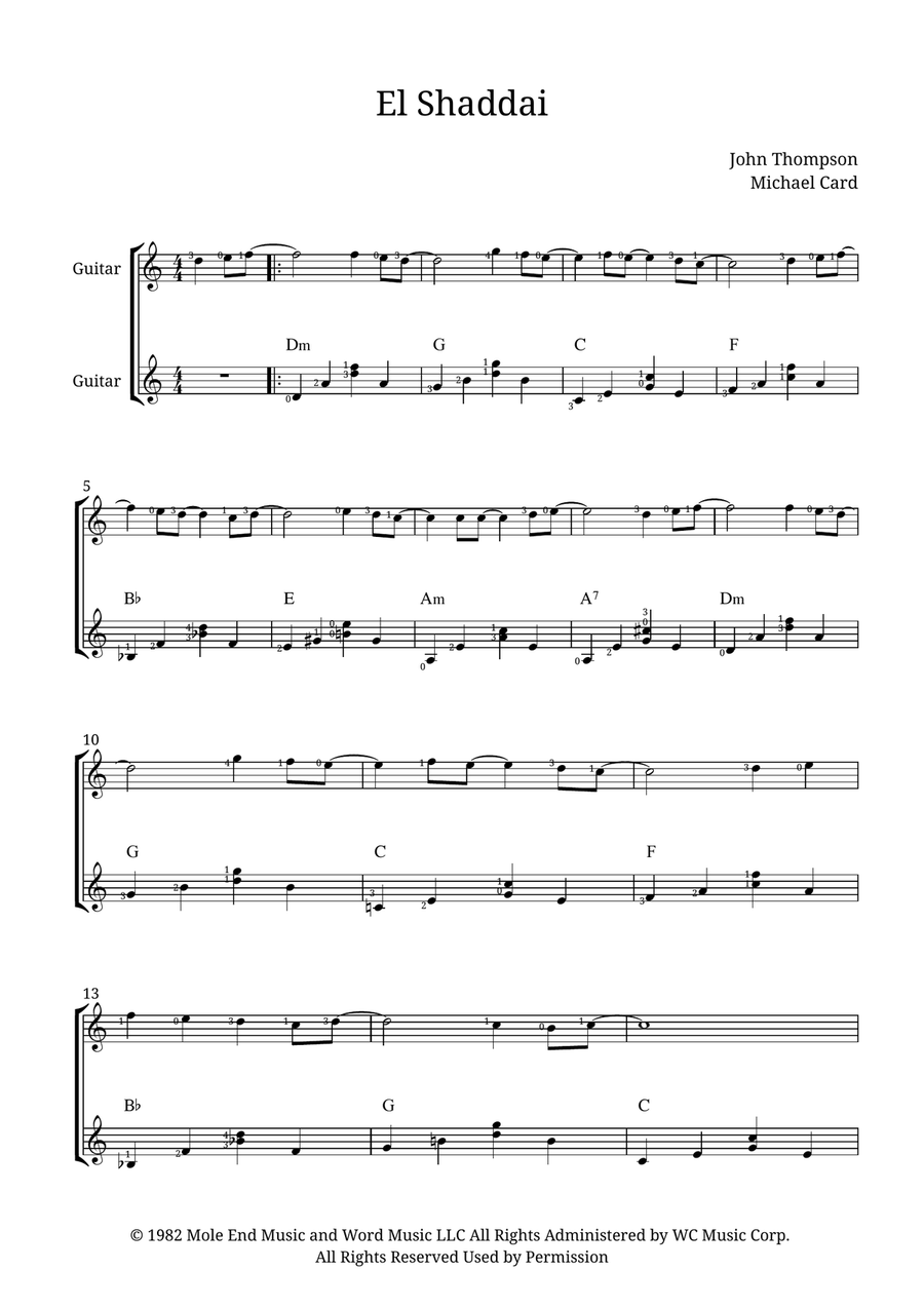 El Shaddai El Shaddai Acoustic Guitar scores gallery preview page 1
