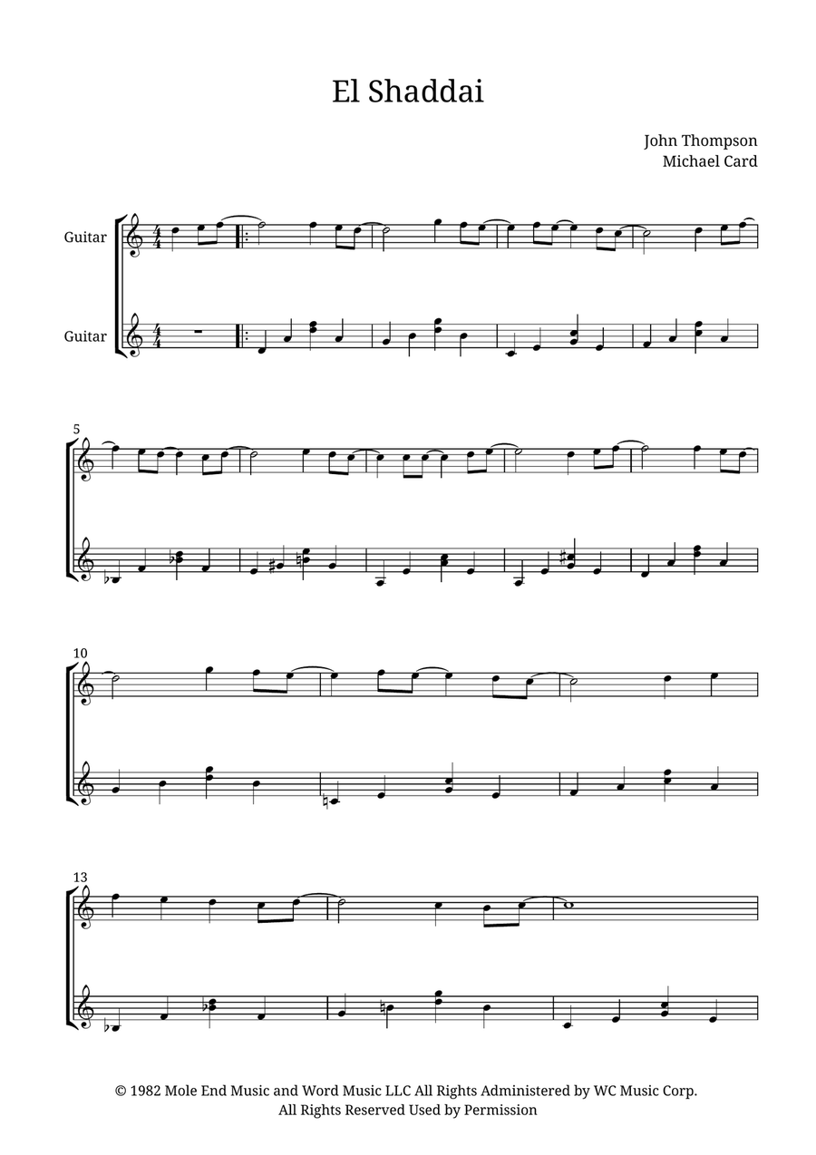 El Shaddai El Shaddai Acoustic Guitar scores gallery preview page 1