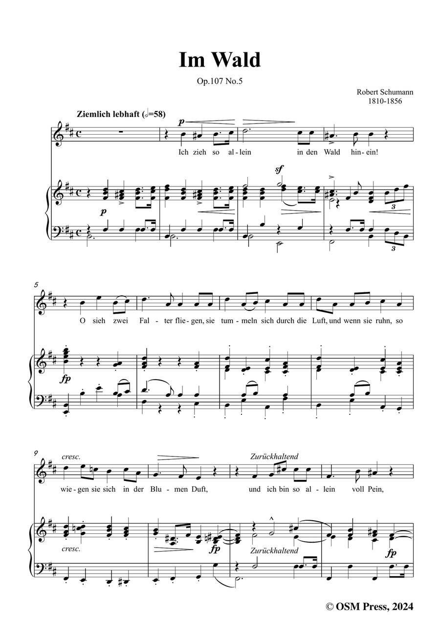 R. Schumann-Im Wald,in b minor Piano, Vocal scores gallery preview page 3