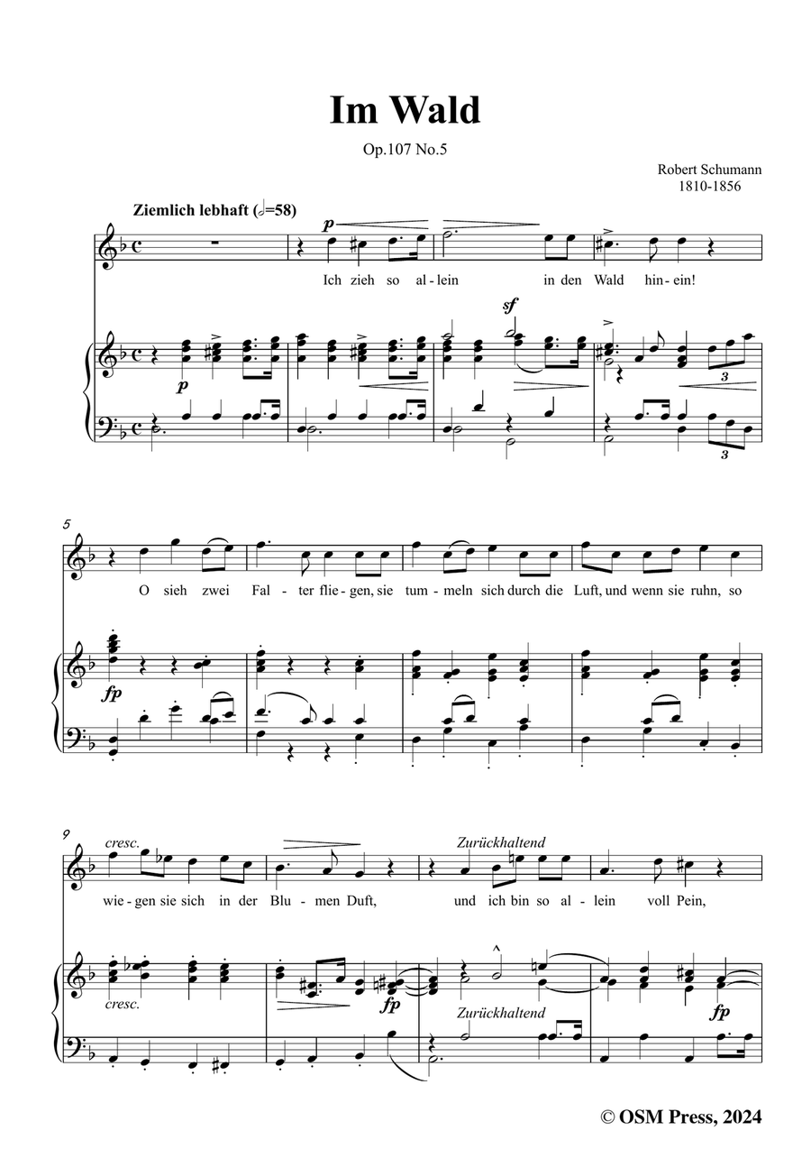 R. Schumann-Im Wald,in d minor Piano, Vocal scores gallery preview page 3