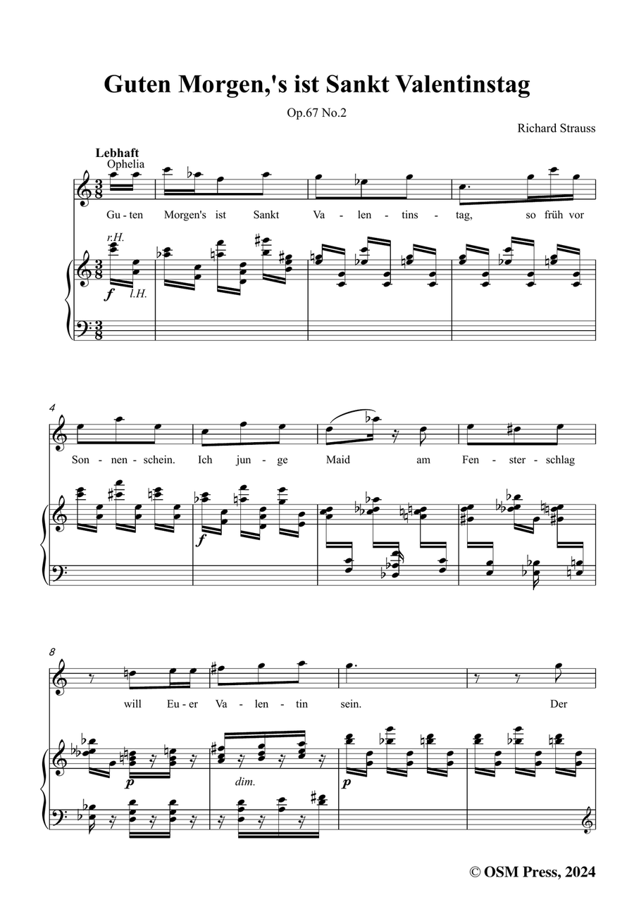 Richard Strauss-Guten Morgen,in a minor Piano, Vocal scores gallery preview page 3