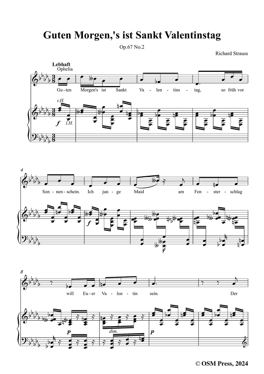 Richard Strauss-Guten Morgen,in b flat minor Piano, Vocal scores gallery preview page 3