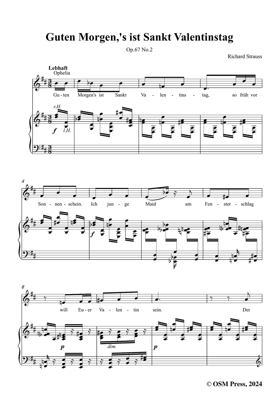Richard Strauss-Guten Morgen,in b minor Piano, Vocal scores gallery preview page 3