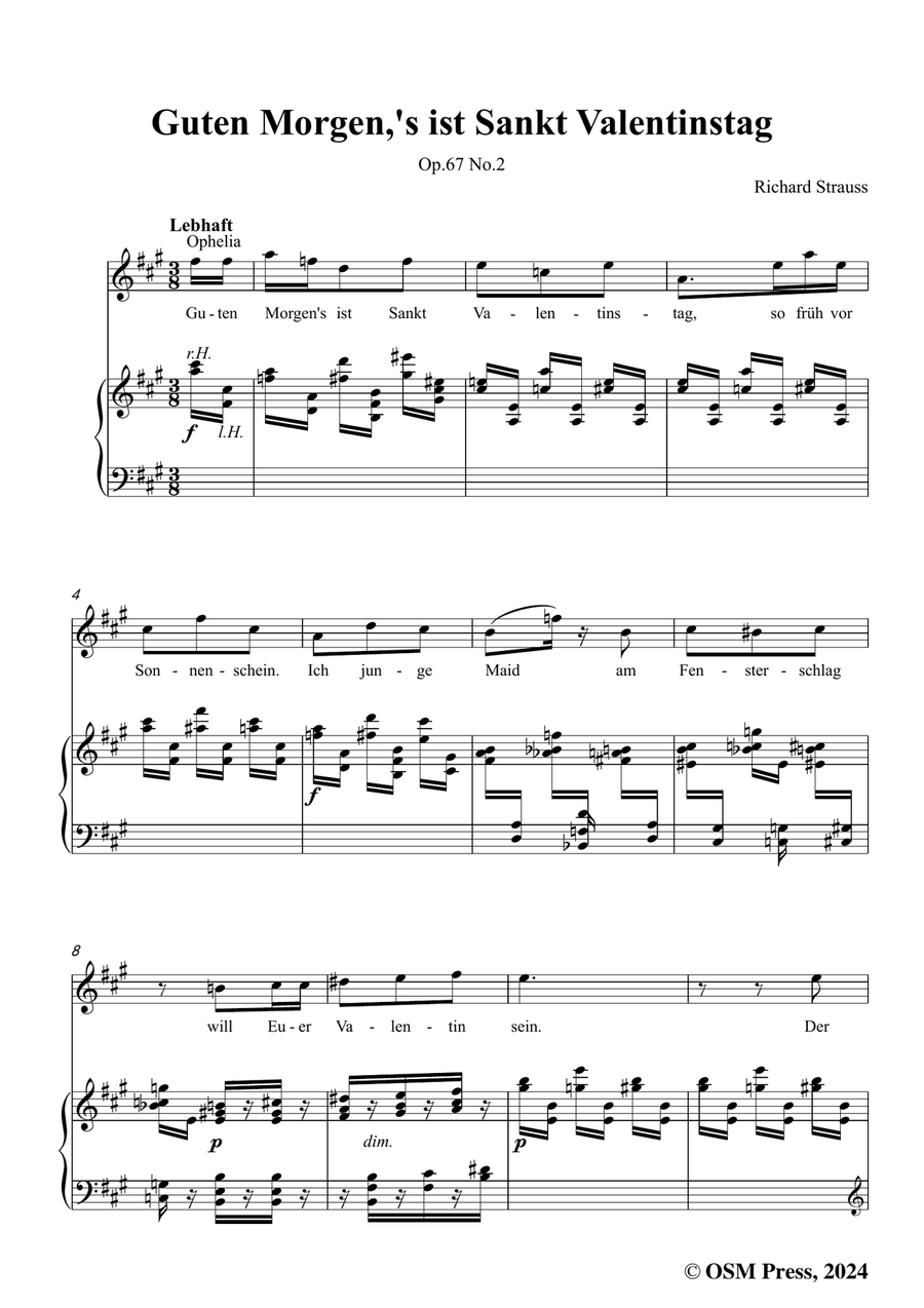 Richard Strauss-Guten Morgen,in f sharp minor Piano, Vocal scores gallery preview page 3
