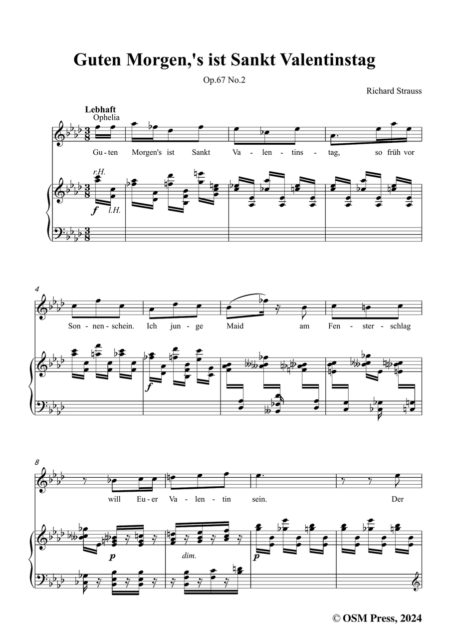 Richard Strauss-Guten Morgen,in f minor Piano, Vocal scores gallery preview page 3