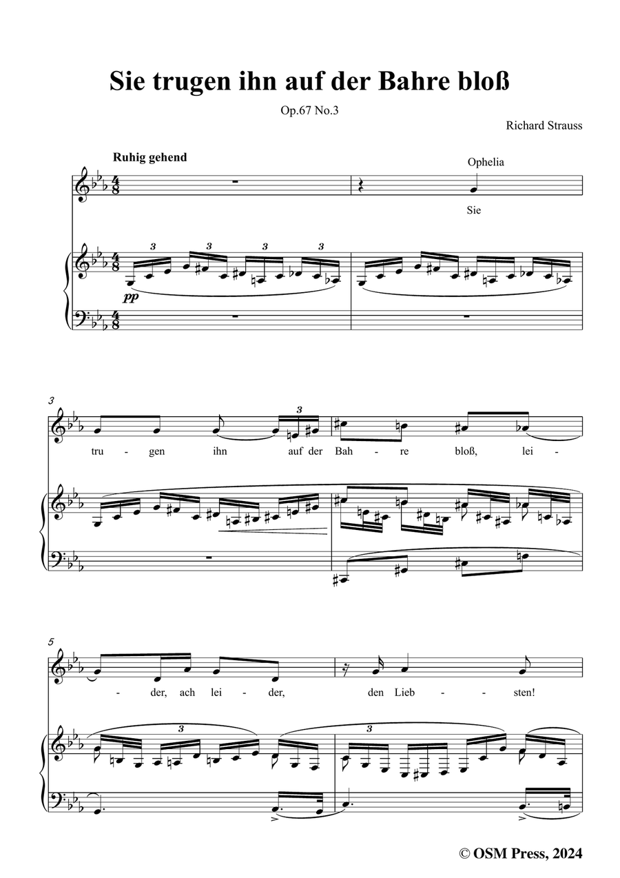 Richard Strauss-Sie trugen ihn auf der Bahre bloß,in c minor Piano, Vocal scores gallery preview page 3