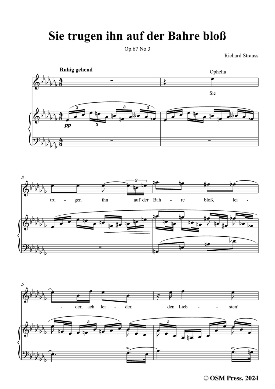 Richard Strauss-Sie trugen ihn auf der Bahre bloß,in a flat minor Piano, Vocal scores gallery preview page 3