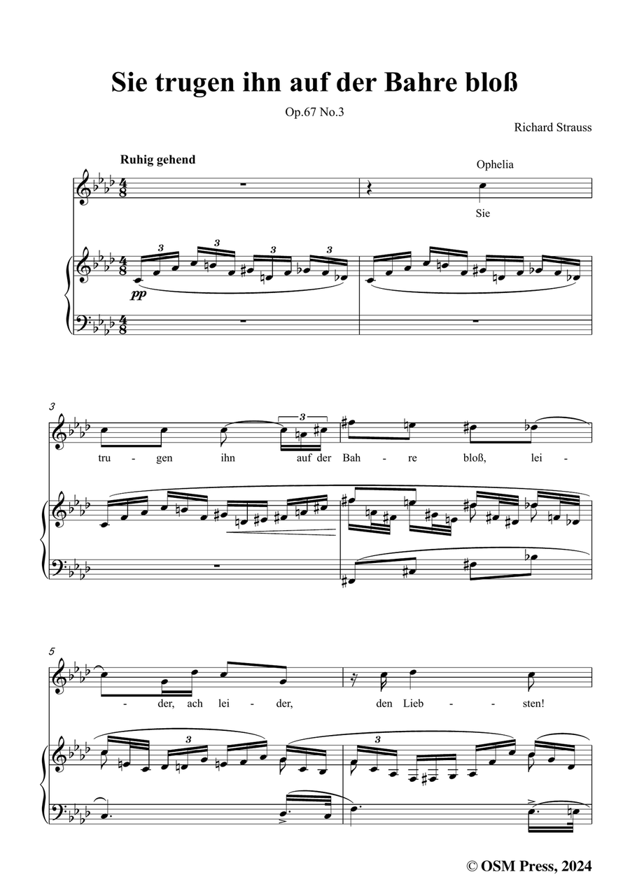 Richard Strauss-Sie trugen ihn auf der Bahre bloß,in f minor Piano, Vocal scores gallery preview page 3