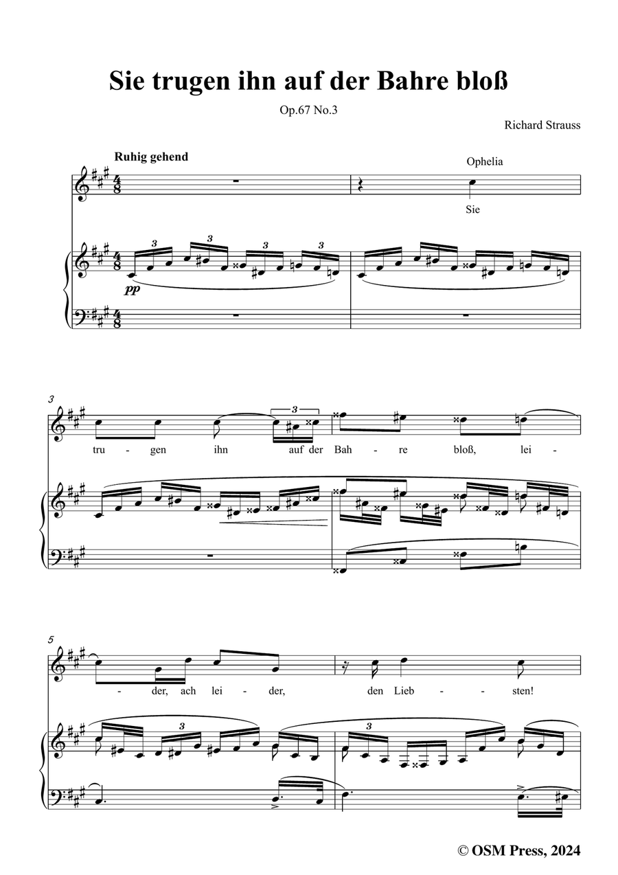 Richard Strauss-Sie trugen ihn auf der Bahre bloß,in f sharp minor Piano, Vocal scores gallery preview page 3