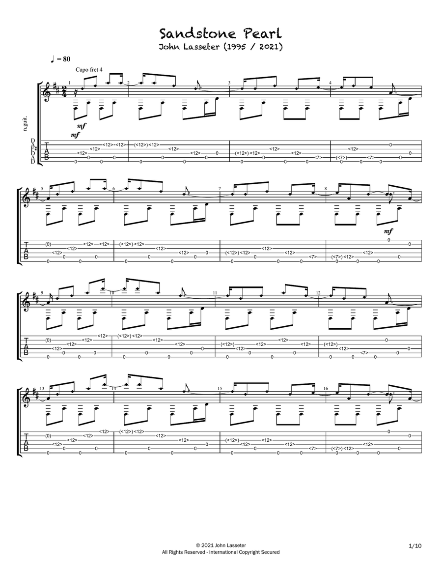 Sandstone Pearl Classical Guitar scores gallery preview page 1
