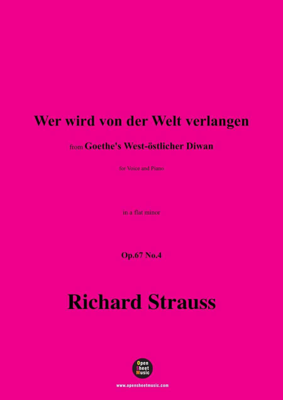 Richard Strauss-Wer wird von der Welt verlangen,in a flat minor Piano, Vocal scores gallery preview page 1