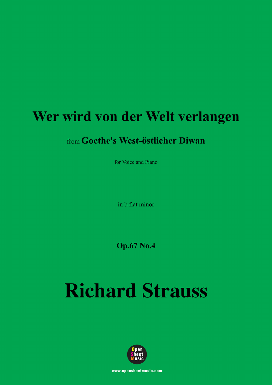 Richard Strauss-Wer wird von der Welt verlangen,in b flat minor Piano, Vocal scores gallery preview page 1