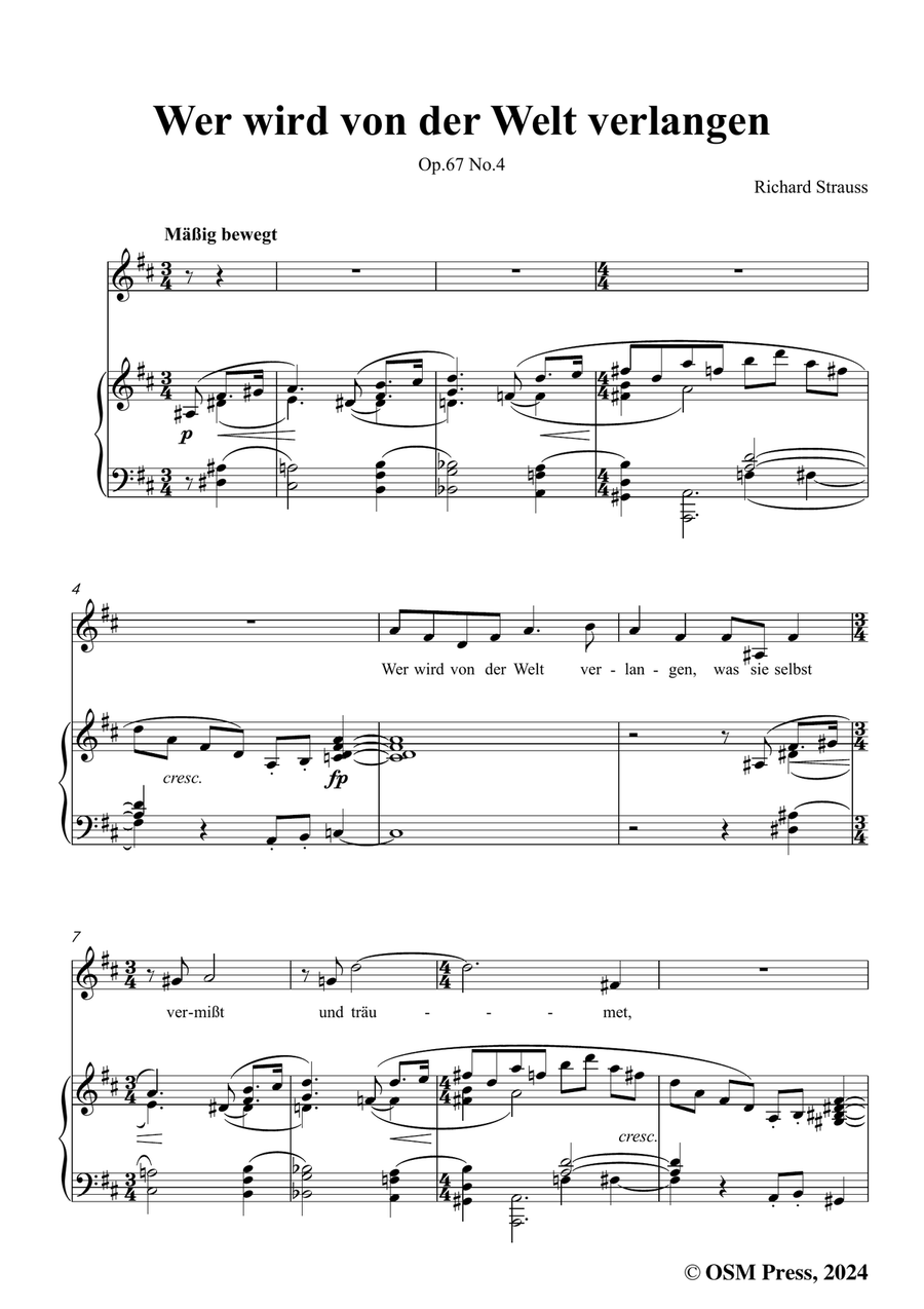 Richard Strauss-Wer wird von der Welt verlangen,in b minor Piano, Vocal scores gallery preview page 3