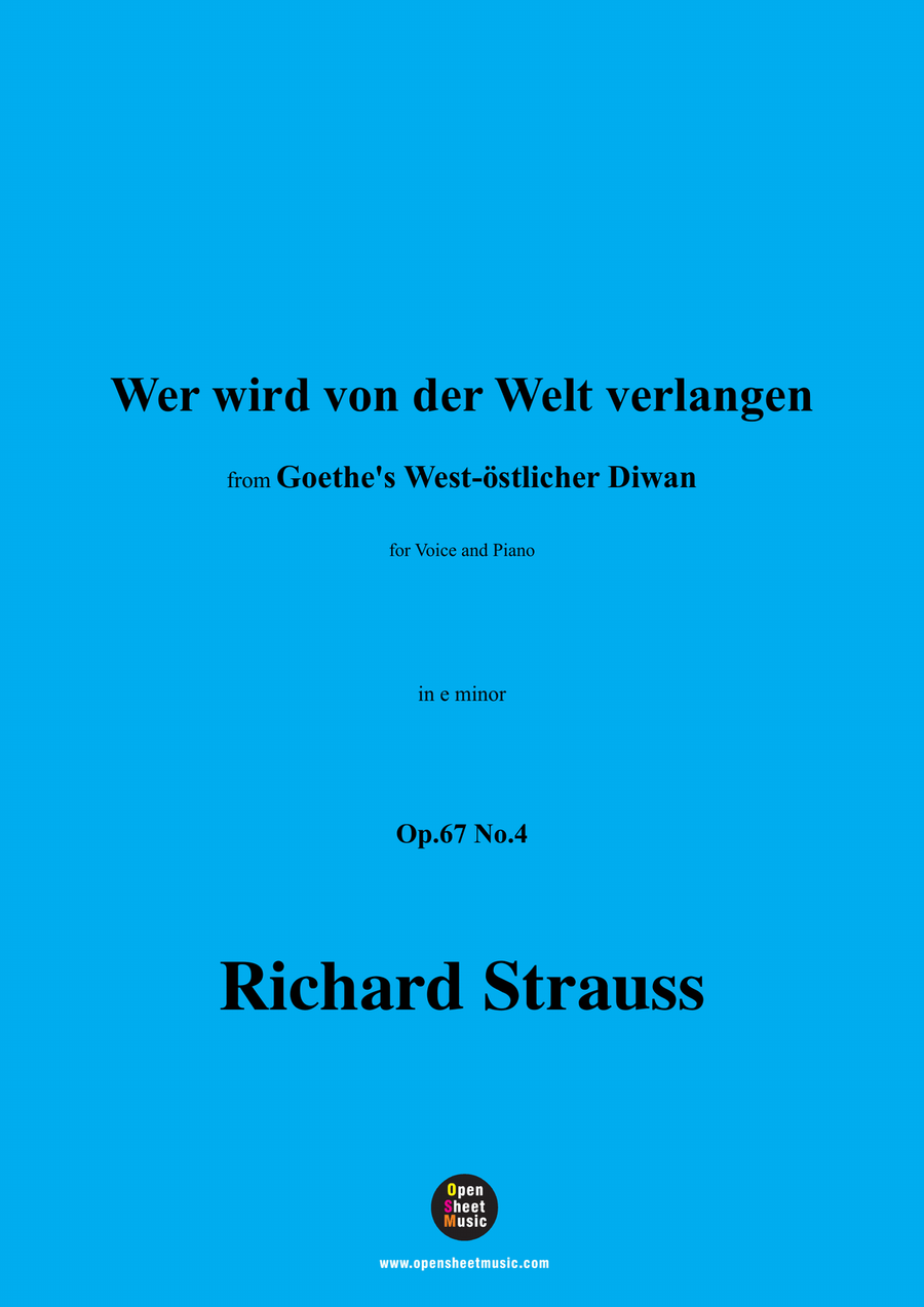 Richard Strauss-Wer wird von der Welt verlangen,in e minor Piano, Vocal scores gallery preview page 1