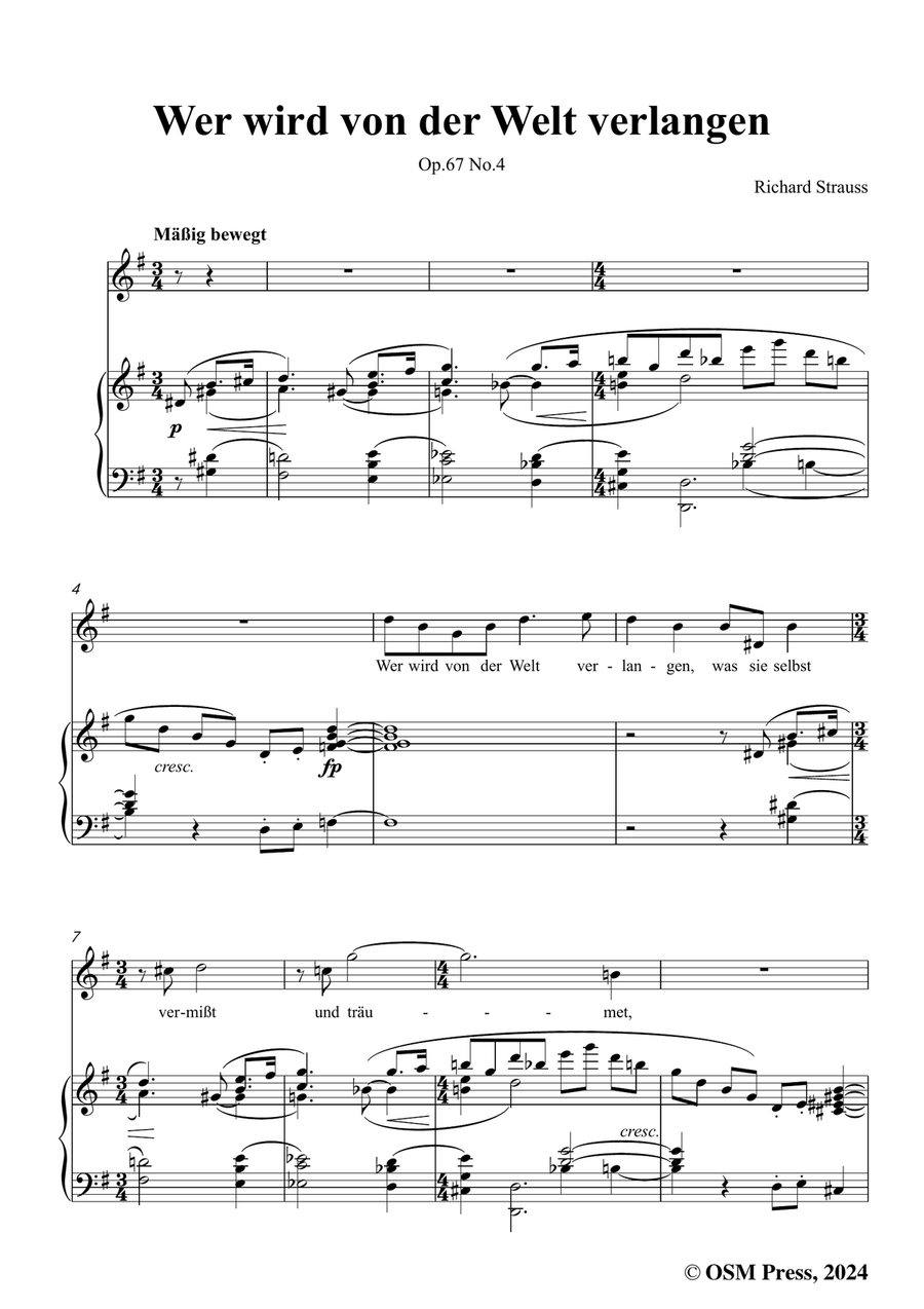Richard Strauss-Wer wird von der Welt verlangen,in e minor Piano, Vocal scores gallery preview page 3