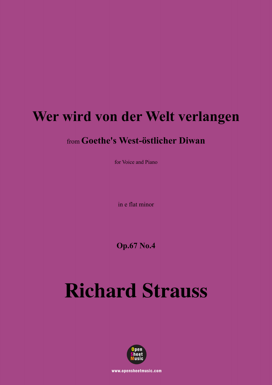 Richard Strauss-Wer wird von der Welt verlangen,in e flat minor Piano, Vocal scores gallery preview page 1