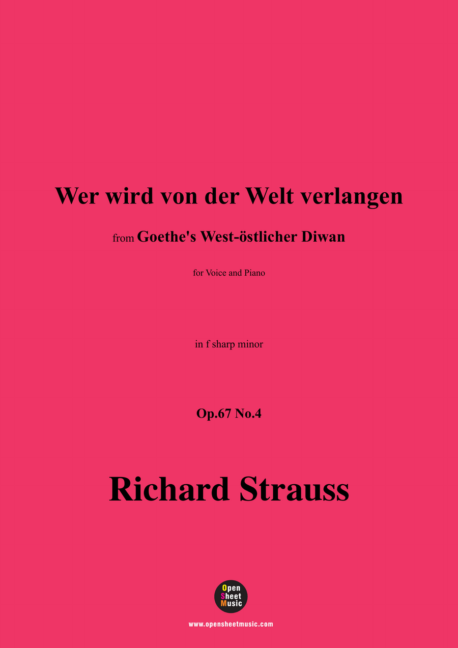 Richard Strauss-Wer wird von der Welt verlangen,in f sharp minor Piano, Vocal scores gallery preview page 1