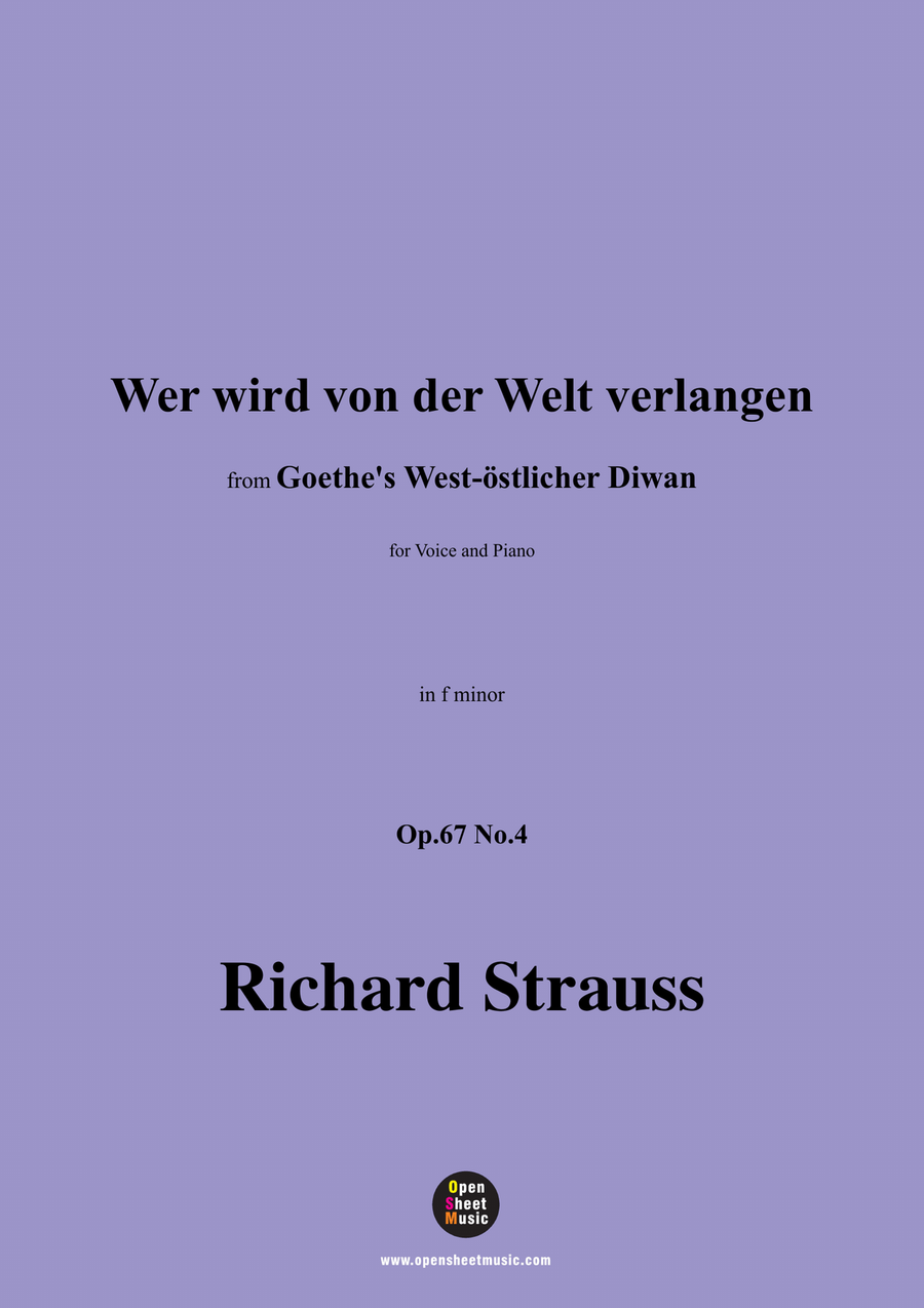 Richard Strauss-Wer wird von der Welt verlangen,in f minor Piano, Vocal scores gallery preview page 1