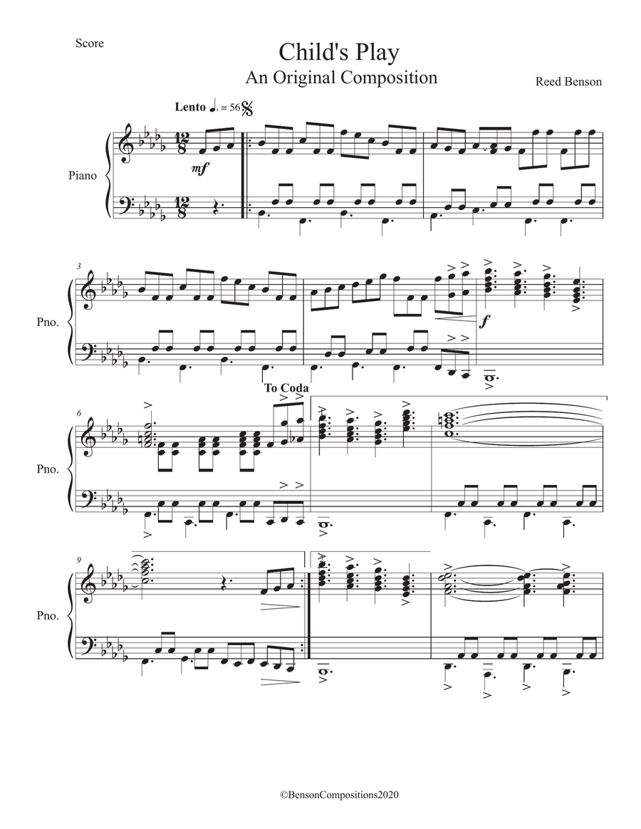 Child's Play Piano Solo scores gallery preview page 1