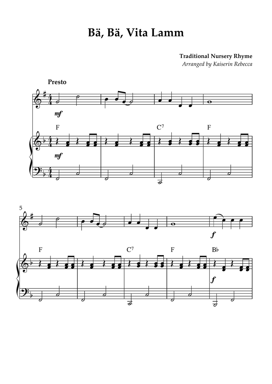 Bä, Bä, Vita Lamm Bä, Bä, Vita Lamm Tenor Saxophone scores gallery preview page 1