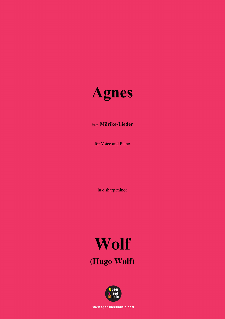 H. Wolf-Agnes,in c sharp minor Piano, Vocal scores gallery preview page 1