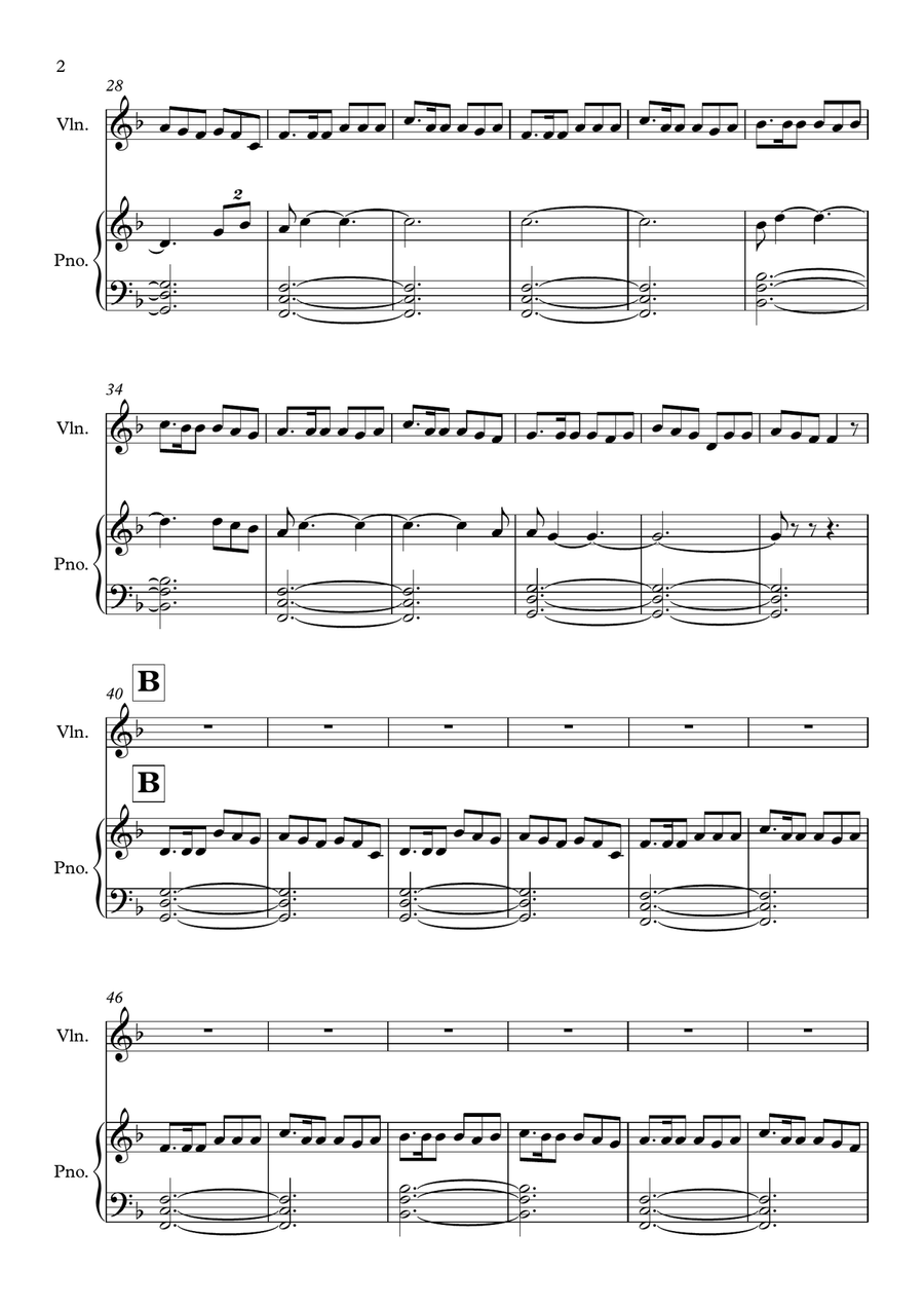 Last Of The Mohicans (Main Theme) Violin Solo scores gallery preview page 2