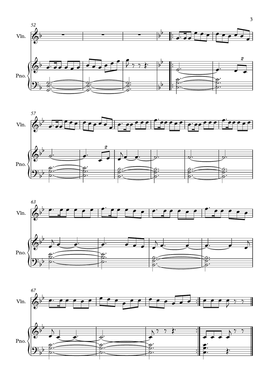 Last Of The Mohicans (Main Theme) Violin Solo scores gallery preview page 3