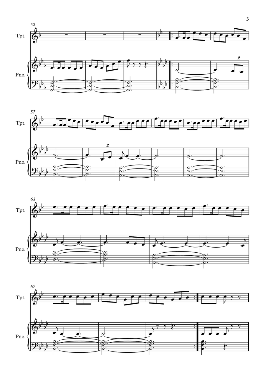 Last Of The Mohicans (Main Theme) Trumpet Solo scores gallery preview page 3