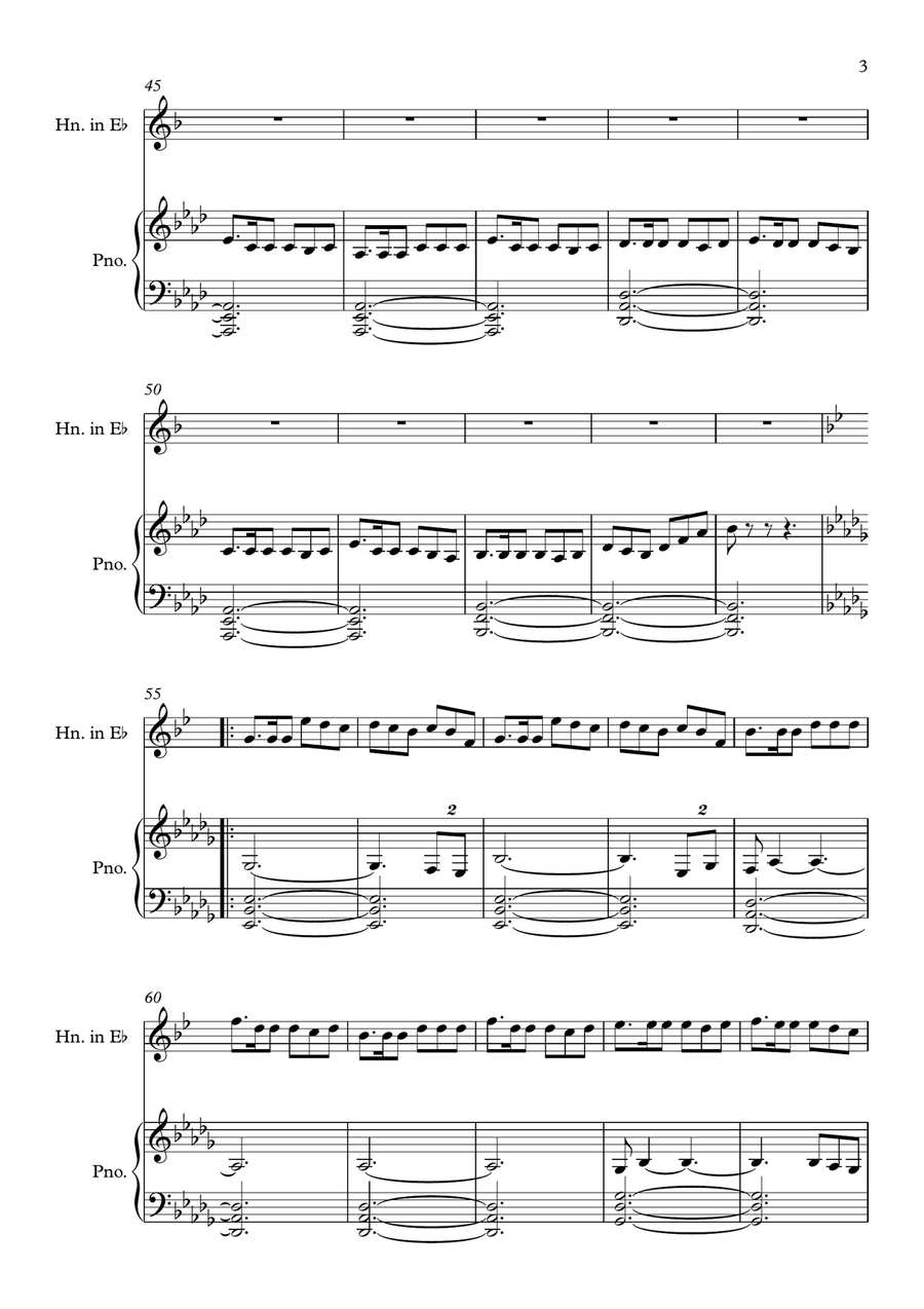 Last Of The Mohicans (Main Theme) Horn scores gallery preview page 3