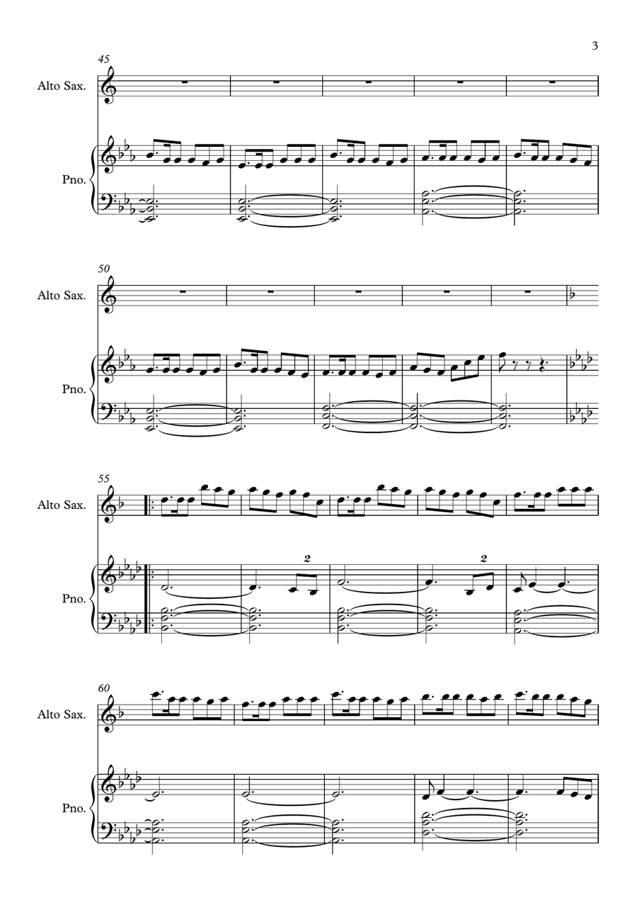 Last Of The Mohicans (Main Theme) Alto Saxophone scores gallery preview page 3