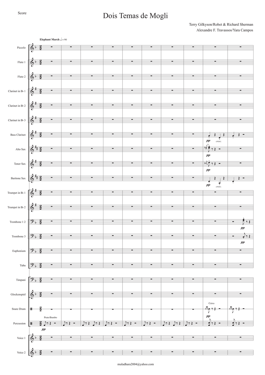 Dois Temas de Mogli Dois Temas de Mogli Concert Band scores gallery preview page 1