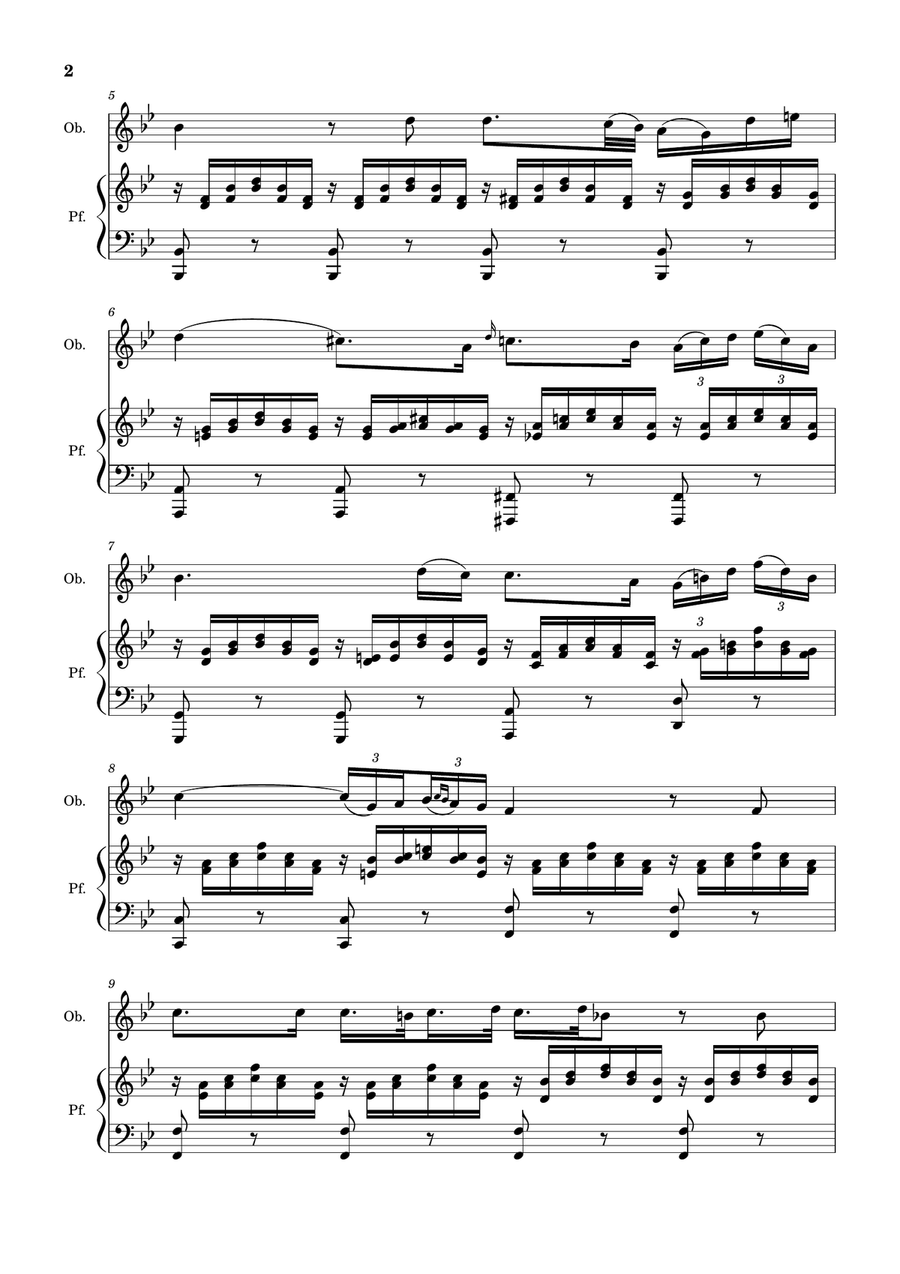 Ave Maria by F. Schubert – Arranged for Oboe and Piano Woodwind Duet scores gallery preview page 2