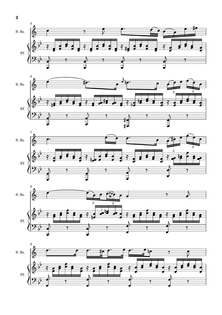 Ave Maria by F. Schubert – Arranged for S. Sax and Piano Woodwind Duet scores gallery preview page 2