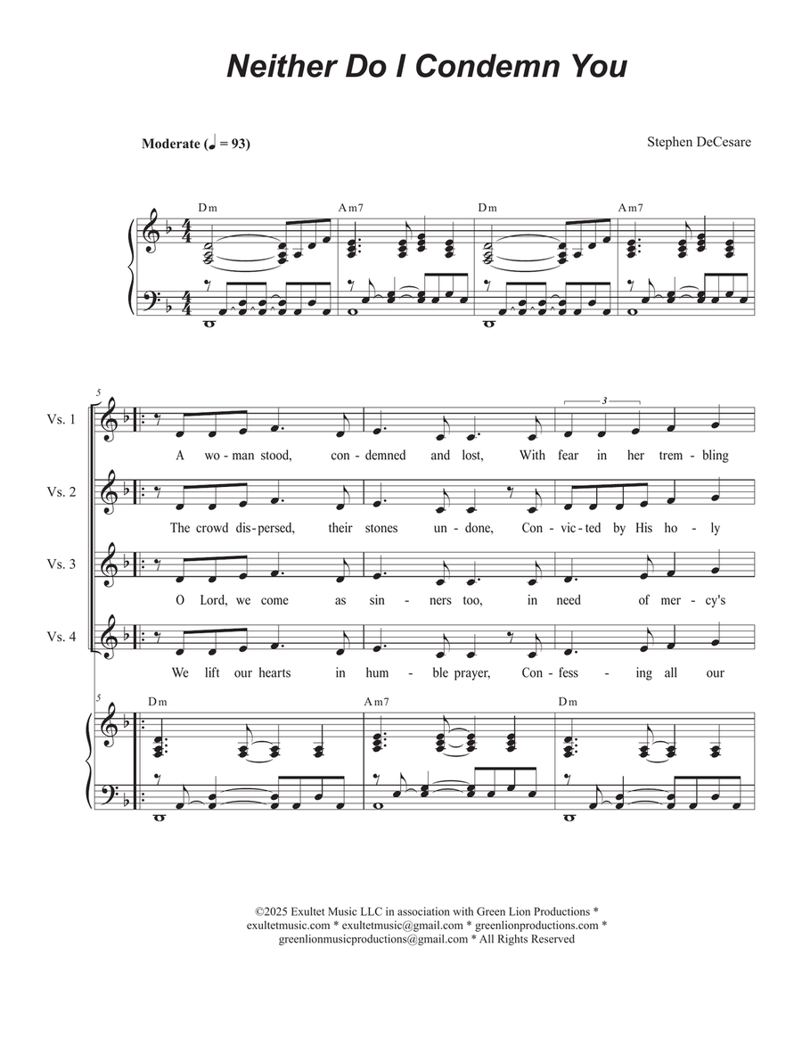 Neither Do I Condemn You (Duet for Soprano and Alto solo) Alto Voice scores gallery preview page 1