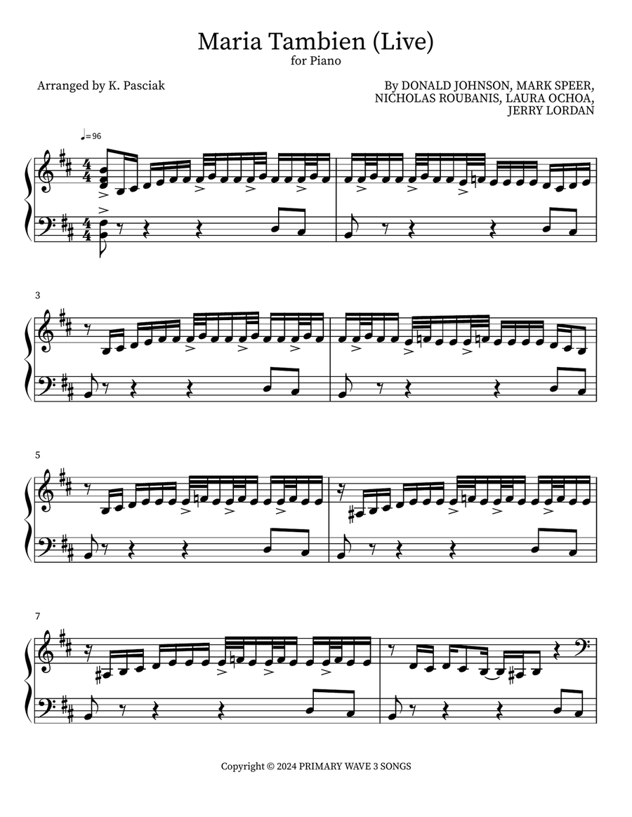 Maria Tambien (Live) Maria Tambien (Live) Piano scores gallery preview page 1