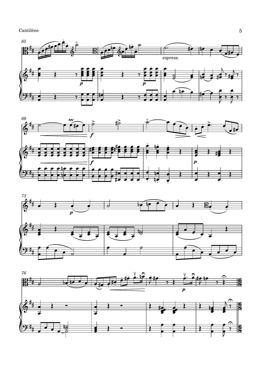 Jansa Cantilene Op 84 for Viola and Piano Piano scores gallery preview page 6