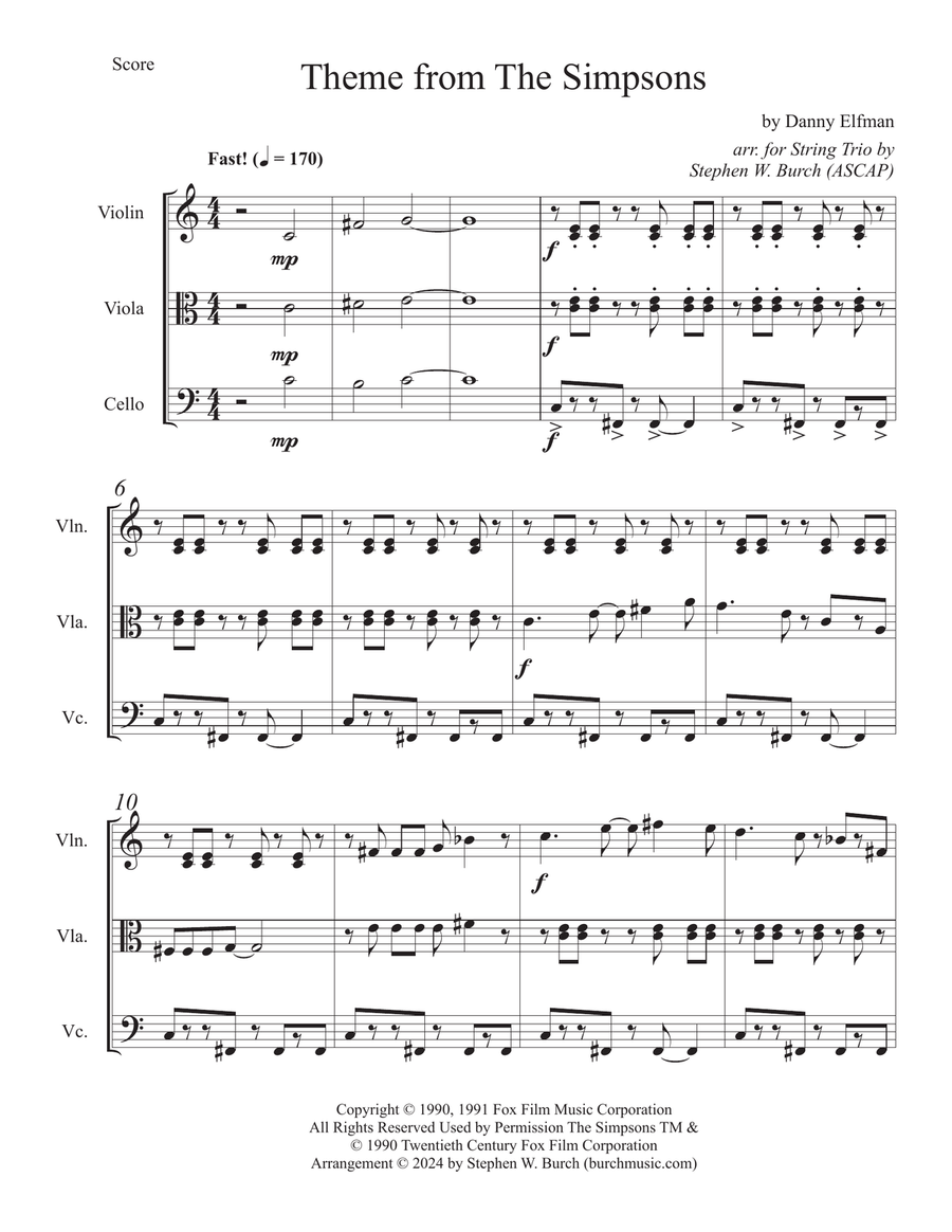 Theme From The Simpsons Theme From The Simpsons String Trio scores gallery preview page 2