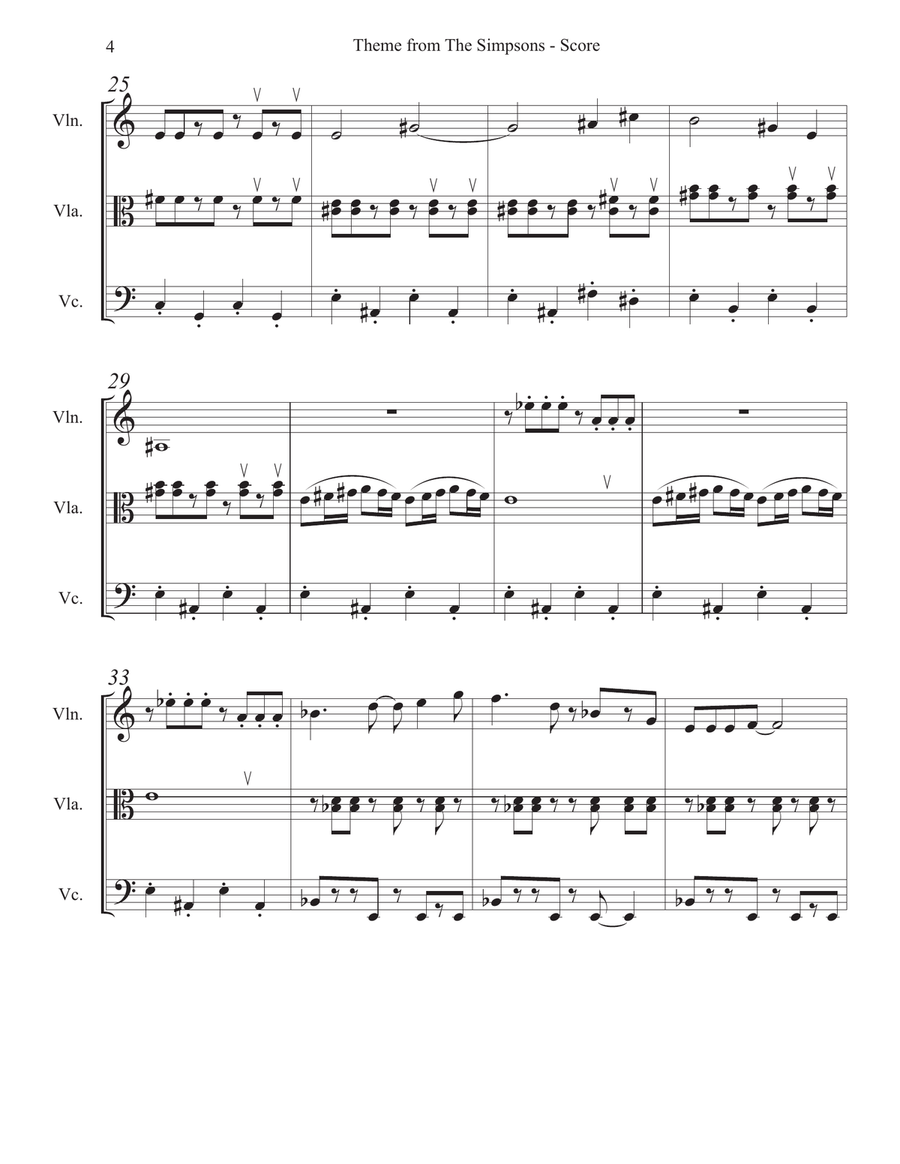 Theme From The Simpsons Theme From The Simpsons String Trio scores gallery preview page 4