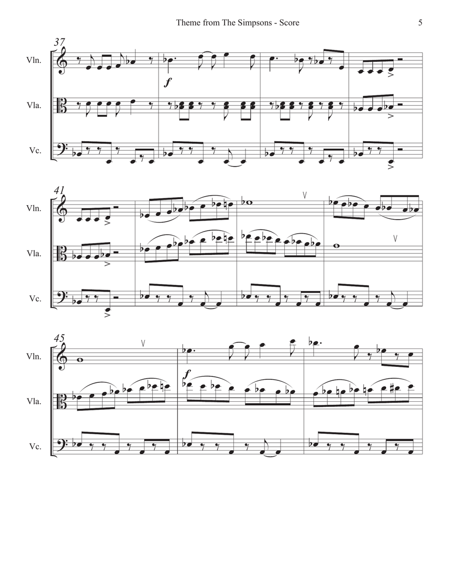 Theme From The Simpsons Theme From The Simpsons String Trio scores gallery preview page 5